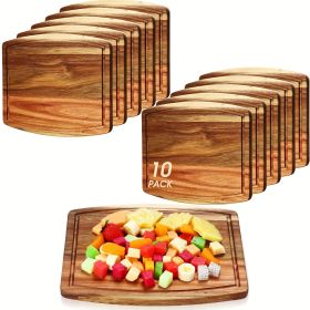 5pcs Acacia Wood Cutting Boards Bulk for Laser Engraving Wooden Dinner Plates with Groove Chopping Charcuterie Board Carving Tray for Housewarming Par
