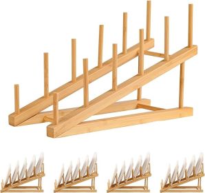 5 Pack Plate Stands for Display Wooden Multi Plate Holder Cabinet Organizer, 5-Tier Craft Show Vendor Counter Display Rack for Tabletop Book