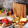 5pcs Acacia Wood Cutting Boards Bulk for Laser Engraving Wooden Dinner Plates with Groove Chopping Charcuterie Board Carving Tray for Housewarming Par